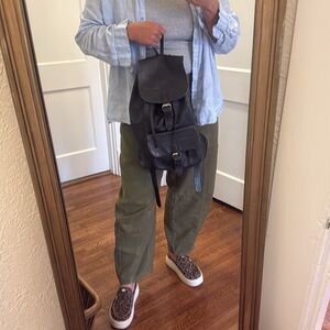 Vintage Black Leather Backpack